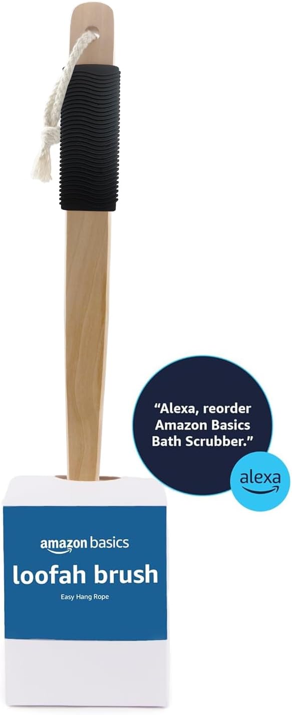 Amazon Basics Exfoliating Loofah Brush, Body Scrubber for Shower, Bath Sponge