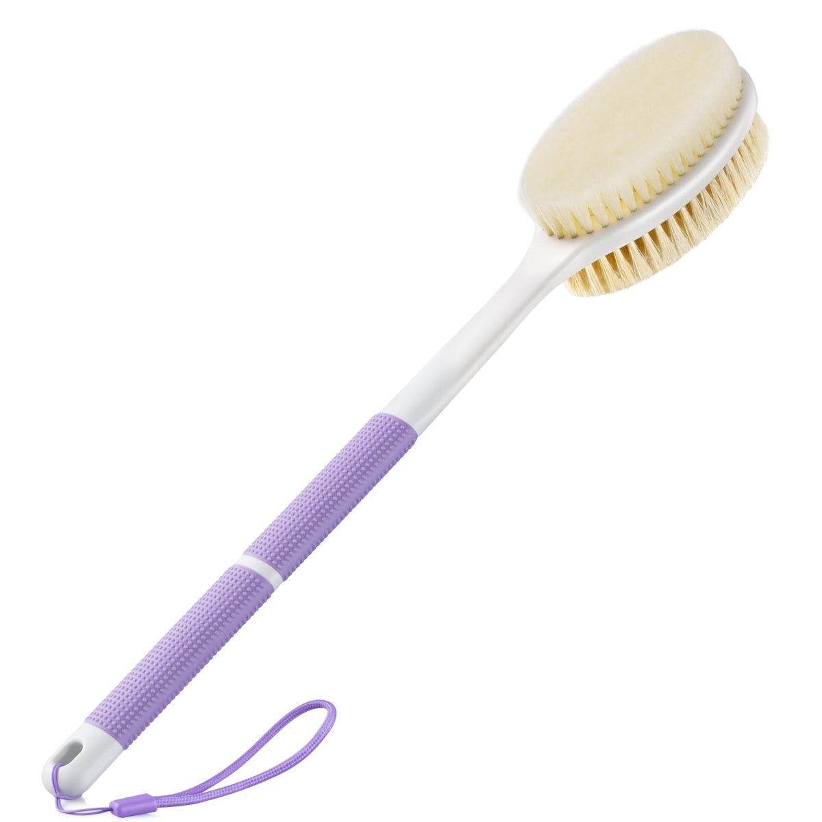 Backski Back Scrubber Anti Slip for Shower, Shower Brush Long Handle with Stiff and Soft Bristles, Body Exfoliator for Bath or Dry Brush(Blue)