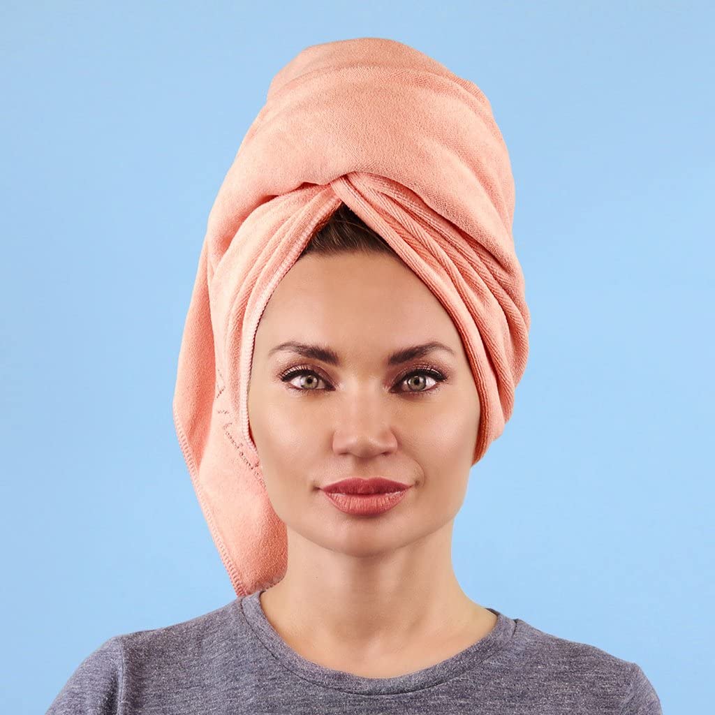 Sleek'e Sleeke Microfiber Hair Drying Towel - Pink, Quick Drying Hair Towel, Reduces frizz, Super Absorbent