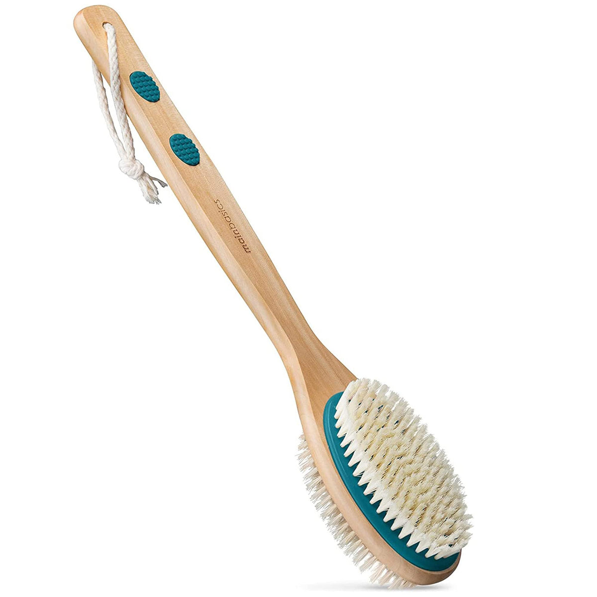 MainBasics Back Scrubber Shower Brush with Soft and Stiff Bristles