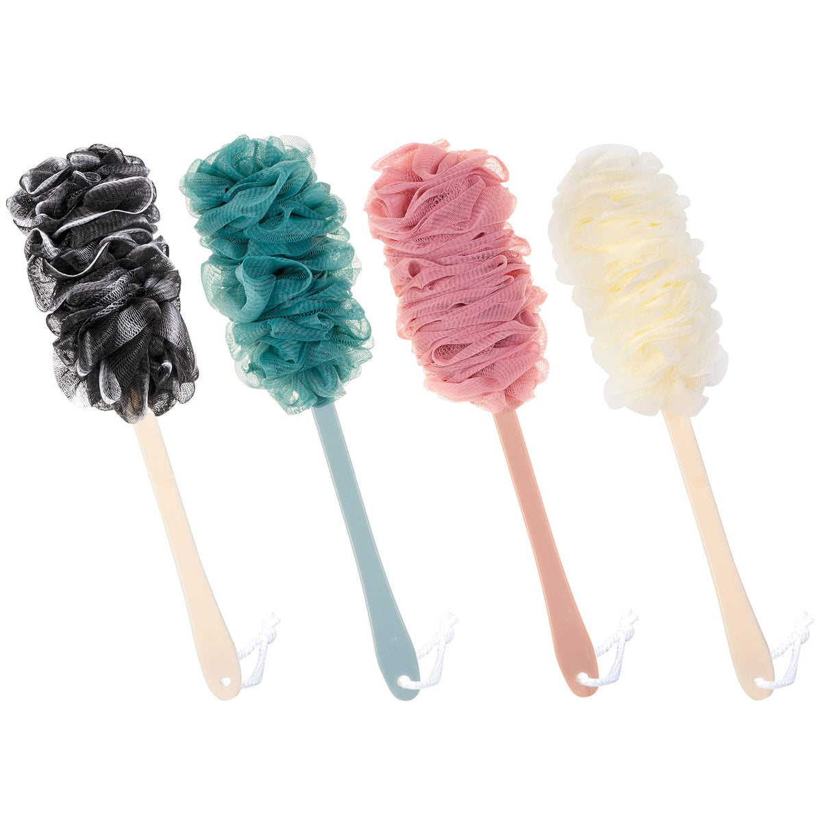 Long Handle Shower Loofah Back Scrubber Bath Body Brush on a Stick, Blue