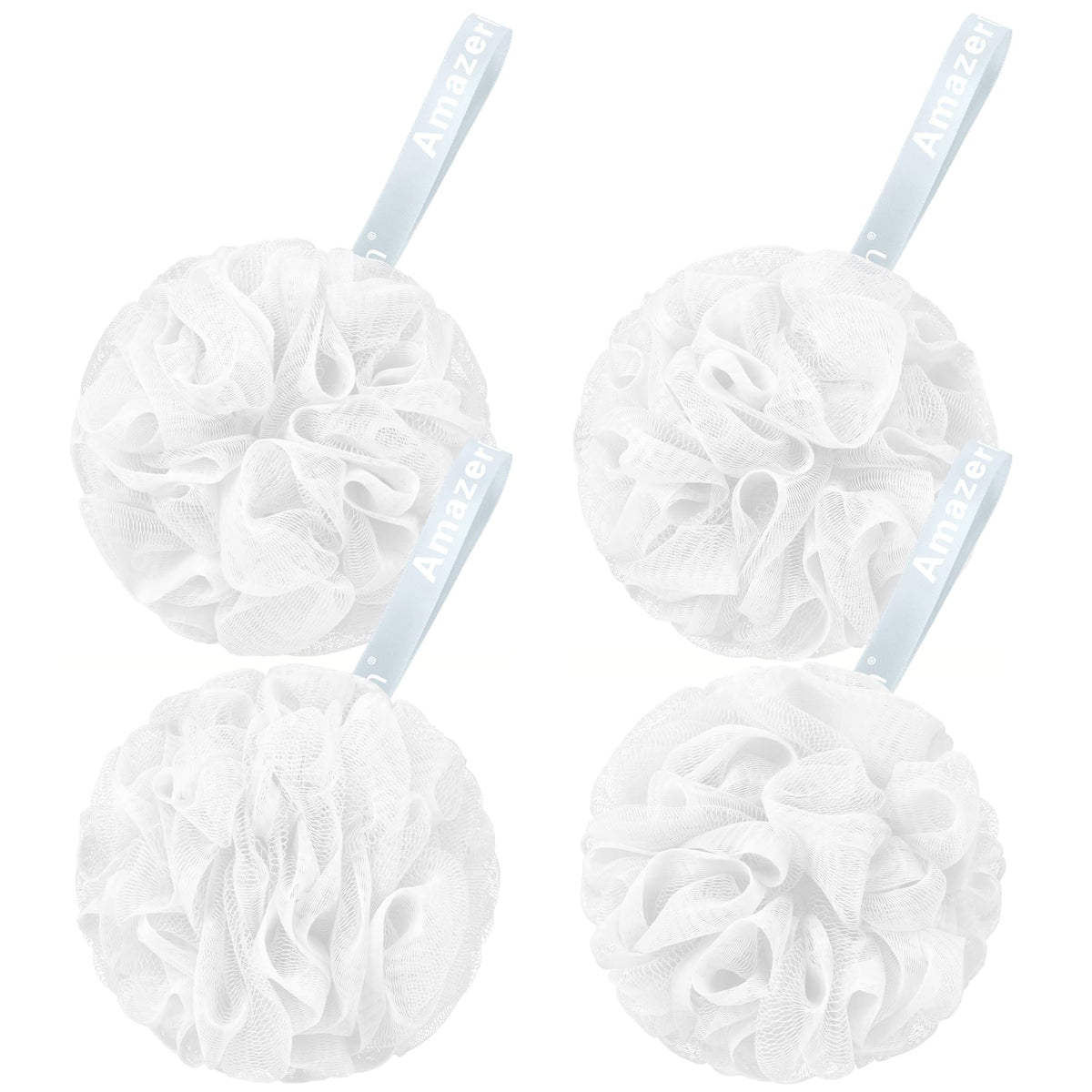 AmazerBath Loofah Sponge 75g/Piece, Exfoliating Bath Sponge Body Scrubber - Loofa Set of 4 Neutral Colors (Large)