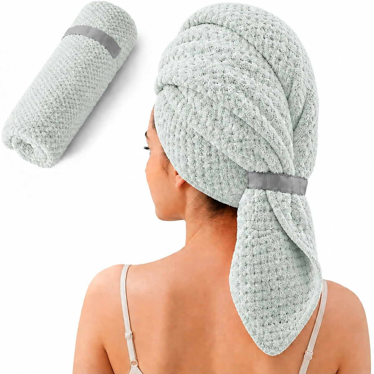 Large Microfiber Hair Wrap Towel for Women, Quick-Dry & Absorbent (Blue)