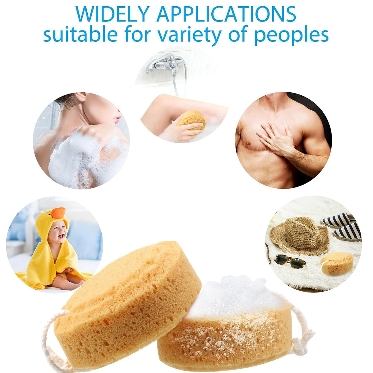 Boao 6 Pcs 5.5 Inch Foam Body Sponge for Bathing Soft and Deep Exfoliation