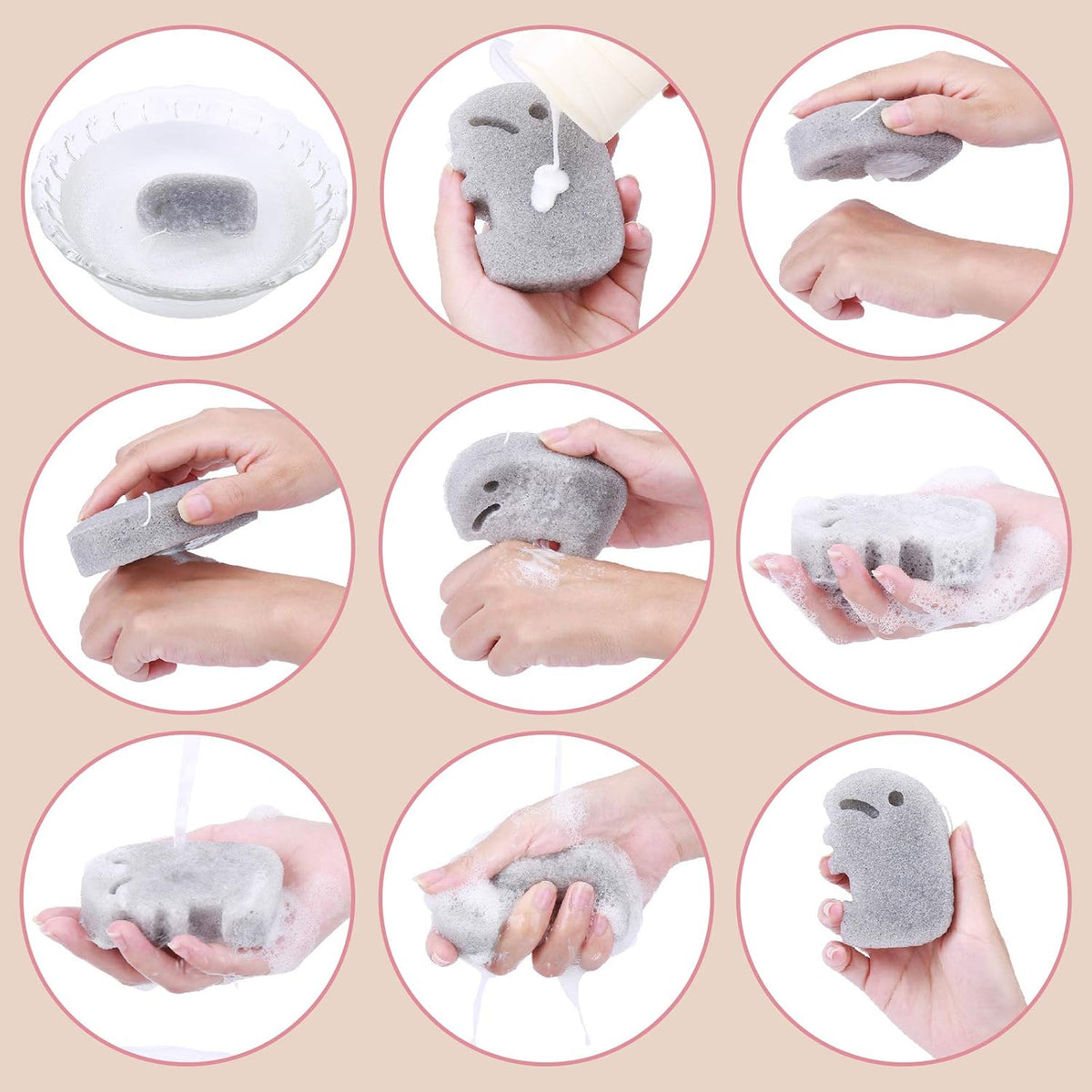 5 Pcs Konjac Baby Sponge for Bathing, Kids Bath Sponges for Infants, Toddler Bath Time, Cute Shapes and Safe Plant-Based Konjac Baby Bath Accessories, 5pcs