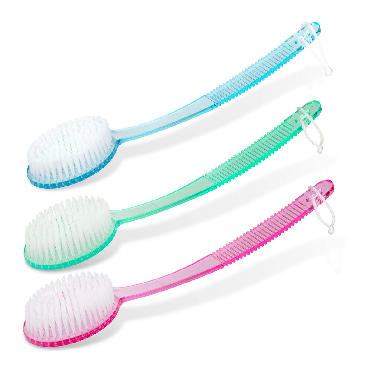 DecorRack Shower Scrubber Brush, Long Handle, Blue (1 Pack)