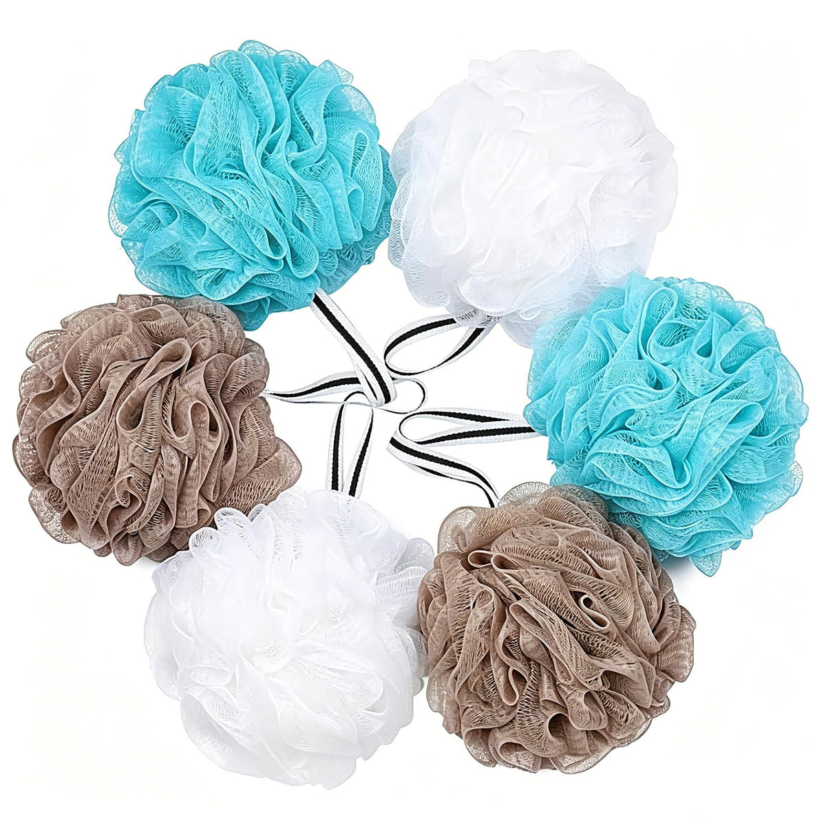 Bath Loofah Shower Sponge Pouf Body Scrubber Exfoliator Scrubber Ball (Set of 6)