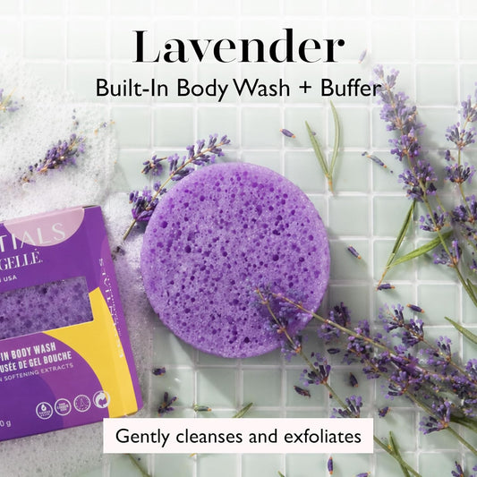 Spongelle Lavender Essentials Body Buffer | Bath & Shower Loofah for Women | Cleanse, Exfoliate, and Nourish in one Easy Step | Cruelty-Free, Vegan, Dermatologist-Tested, Made in USA