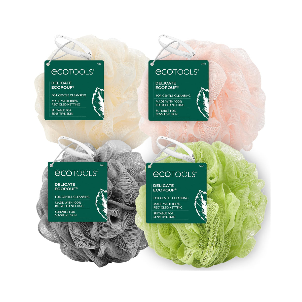 EcoTools EcoPouf 3 Pack Bath Sponge Set, Shower Poufs