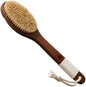 Long Handle Bristles Shower Back Scrubber, Wet Dry Bath Body Brush with Hanging Loop ，Curved Exfoliating Shower Brush for Men Women