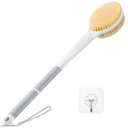 Back Scrubber Body Shower Brush: Anti Slip Long Handle Bath Brush with Stiff and Soft Bristles - Showering Exfoliator Wet or Dry Brushing for Women, Men, Elderly (Blue)