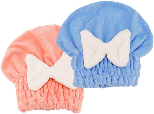 2Pcs Microfiber Hair Wrap Hair Drying Cap Hair Plopping Cap Towel Curly Hair Drying Towel Wrap for Women (Blue and Pink), Small
