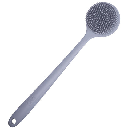 DNC Silicone Back Scrubber for Shower, Soft Bath Body Brush with Long Handle (Blue)