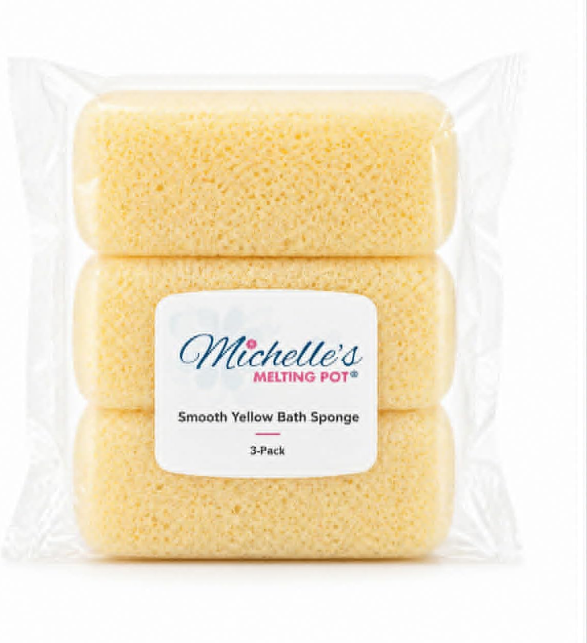 Michelle's Melting Pot Foam Bath Sponge Shower Sponge 3 Count (Smooth Yellow)