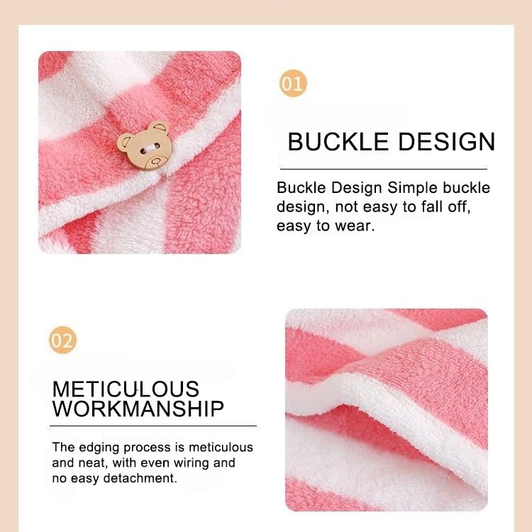 Thicken Microfiber Hair Towel Wrap, Hair Towel Wrap for Women, Super Absorbent Quick Dry Hair Turban for All Hair Style Anti Frizz, Large Hair Drying Towel with Button (Two-Tone)