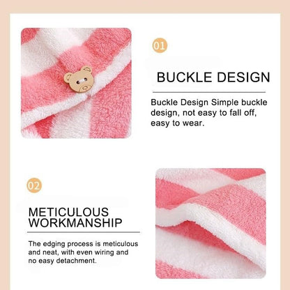 Thicken Microfiber Hair Towel Wrap, Hair Towel Wrap for Women, Super Absorbent Quick Dry Hair Turban for All Hair Style Anti Frizz, Large Hair Drying Towel with Button (Two-Tone)