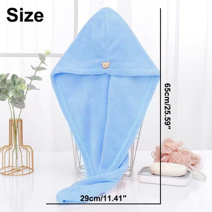 Hair Towel Wrap for Women, Super Soft Absorbent Hair Towel with Button, Quick-Dry Hairs Wrap for Long Thick Curly Hairs, Head Wraps for Home Travel Gym Yoga Spa, Women Essentials Must Haves, Blue