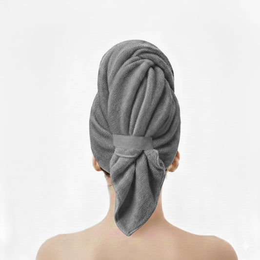 KEEPOZ Cotton Hair Towel Quick Dry Hair Towel Hair Drying Towels Suitable for All Kinds of Hair Ultra Absorbent Long and Thick Hair 26X40inch (Grey)