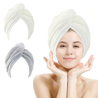 M-bestl Microfiber Hair Towel Wrap to Dry Short Hair Quickly (Pink&Gray)