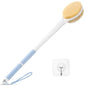 Back Scrubber Body Shower Brush: Anti Slip Long Handle Bath Brush with Stiff and Soft Bristles - Showering Exfoliator Wet or Dry Brushing for Women, Men, Elderly (Blue)