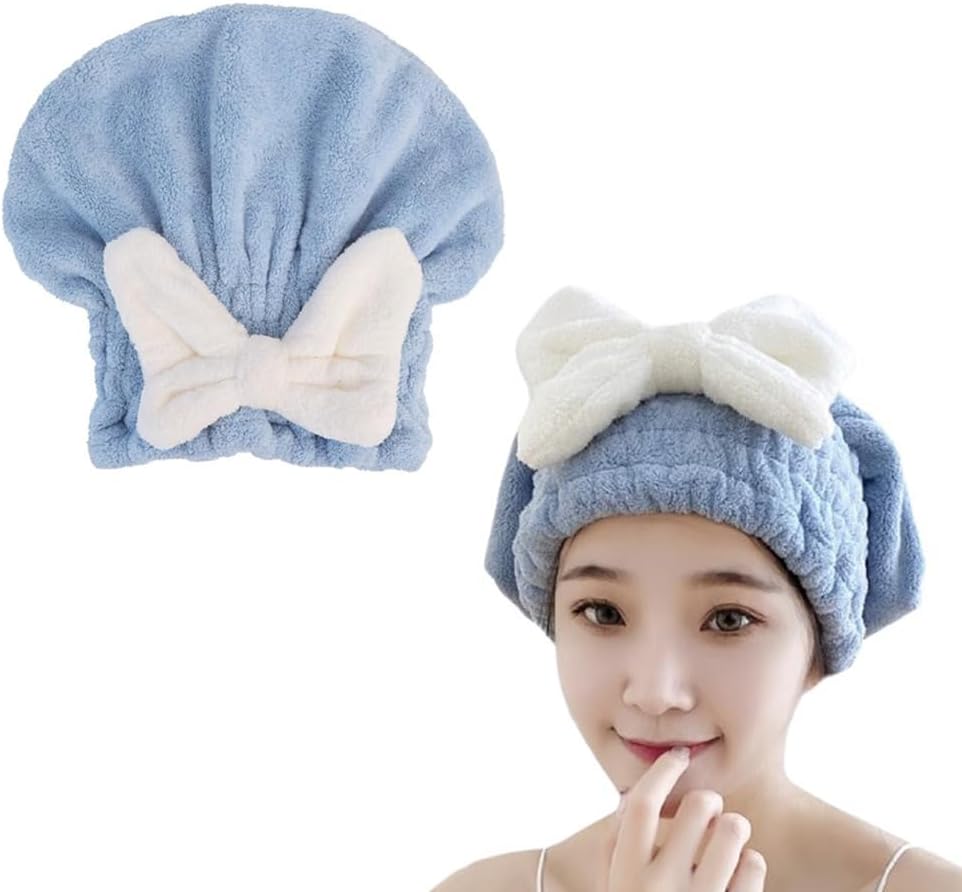 2 Pack Hair Drying Caps Microfiber Hair Towel Wrap Super Absorbent Quick Dry Turban Wet Head Hair Drying Wraps for Bathing Bath Girls Women Swim Beauty Post Shower Instead of Blow Dryers