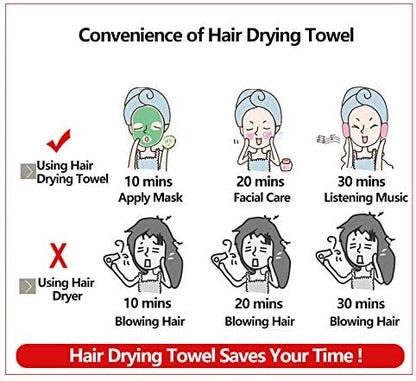 Hair Drying Towel 3 Packs, Quick Dry Microfiber Hair Towel, Super Absorbent Hair Towel Wrap for Wet Hair, Bath Accessories for Women with Long & Thick Hair (Purple)