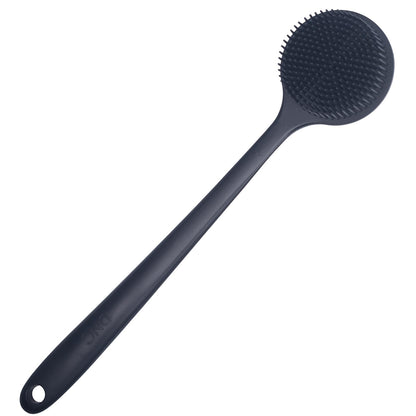 DNC Silicone Back Scrubber for Shower, Soft Bath Body Brush with Long Handle (Blue)