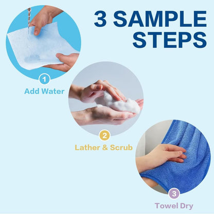 100 PCS Disposable Rinse Free Bath Sponges, No Rinse Bathing Wipes for Adults, Soap Infused Dry Shower Wipes for Elderly, Bedridden, Camping, Post Surgery(25 Count 4 Pack)