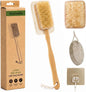 Back Scrubber 16.35in Handle, Boar Bristle Shower Brush Exfoliating Set