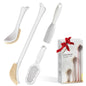 New Foot Brush with Adjustable Long Handle, 3-in-1 Foot Scrubber for Wet or Dry Brushing, 10.2’’- 27.5’’ Foot Scrub Brush for Senior, Pregnant, Disabled, or Injured, Gift-Box Packed(White)