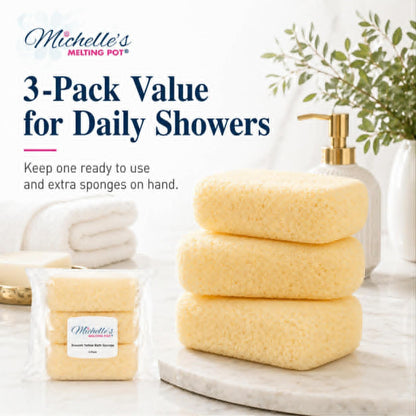 Michelle's Melting Pot Foam Bath Sponge Shower Sponge 3 Count (Smooth Yellow)