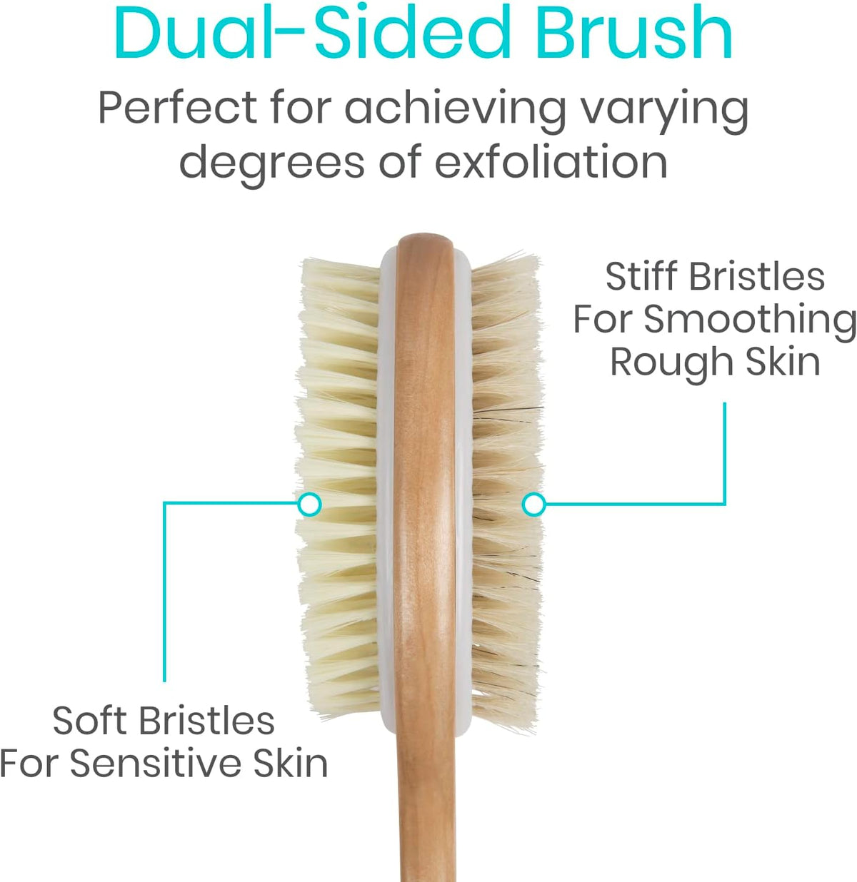 Vive Back Scrubber for Shower – Long Handle Dry Brushing Body Brush