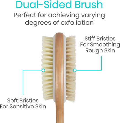 Vive Back Scrubber for Shower – Long Handle Dry Brushing Body Brush