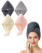 Lumimi Bath Pre Dry Hair Towel with Button, Red Grey, 2 Pack