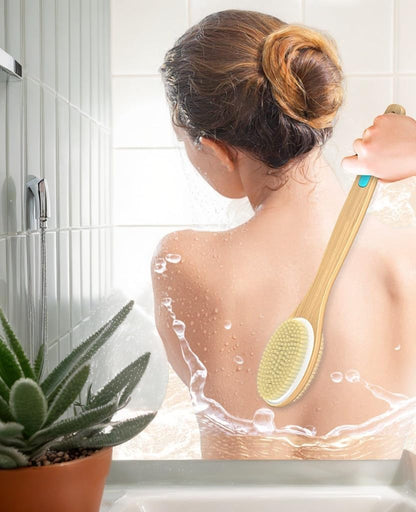 Back Scrubber for Shower, Bath Brush with Long Handle Soft & Stiff Bristles