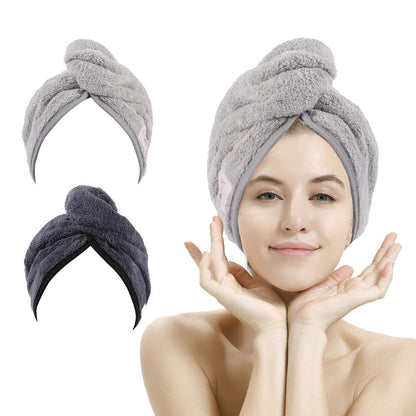 M-bestl Microfiber Hair Towel Wrap to Dry Short Hair Quickly (Pink&Gray)