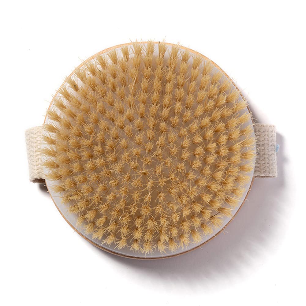 12.6” Long Handle Dry Bath Body Brush Back Scrubber, Bamboo Handle Shower Brush with Soft Horsehair Mane Natural Bristles, Great for Detox, Exfoliating, Cellulite, Blood Circulation, etc.