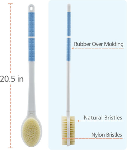 Shower Brush with Soft & Stiff Bristles,Back Scrubber Bath Body Exfoliator