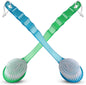2 Pack Bath Body Brush Long Handle Back Shower Brush Exfoliating Back, Body, and Feet Scrubber Soft Nylon Bristles (Blue & Green)