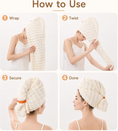 Microfiber Hair Drying Towel 2Pack, Large Hair Drying Towel for Women