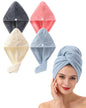 Lumimi Bath Pre Dry Hair Towel with Button, Red Grey, 2 Pack