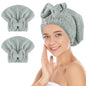 SUNLAND Large Microfiber Hair Drying Caps with Bow Knot 2 Pack Grey