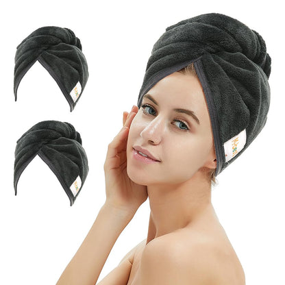 M-bestl Microfiber Hair Towel Wrap to Dry Short Hair Quickly (Pink&Gray)