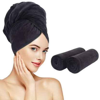 SUNLAND Microfiber Hair Towel 40 X 20 inches 2Pack Grey