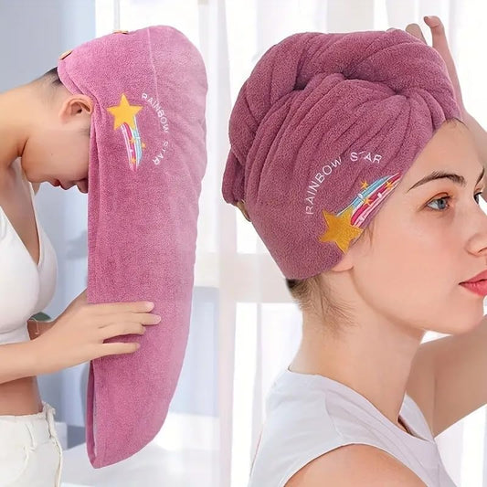 1pc Dry Hair Towel, Hair Drying Cap, Hair Turbans for Wet Hair, Drying Hair Wrap Towels for All Hair Types Anti Frizz, Dry Hair Towel-Purple