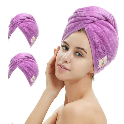 M-bestl Microfiber Hair Towel Wrap to Dry Short Hair Quickly (Pink&Gray)