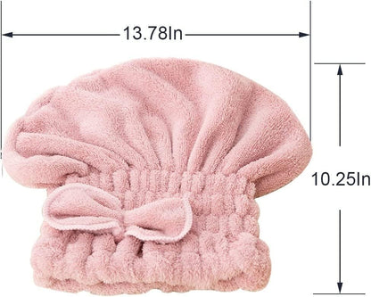 Jseng 2PC Microfiber Hair Drying Caps, Extrame Soft & Ultra Absorbent, Fast Drying Hair Turban Wrap Towels Thick Fluffy Shower Cap for Women