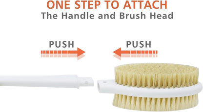 Shower Brush with Soft & Stiff Bristles,Back Scrubber Bath Body Exfoliator