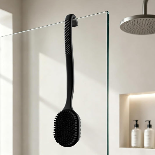 Silicone Back Scrubber for Shower, 17-Inch Long Handle Body Bath Brush