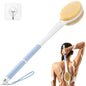 Back Scrubber Body Shower Brush: Anti Slip Long Handle Bath Brush with Stiff and Soft Bristles - Showering Exfoliator Wet or Dry Brushing for Women, Men, Elderly (Blue)